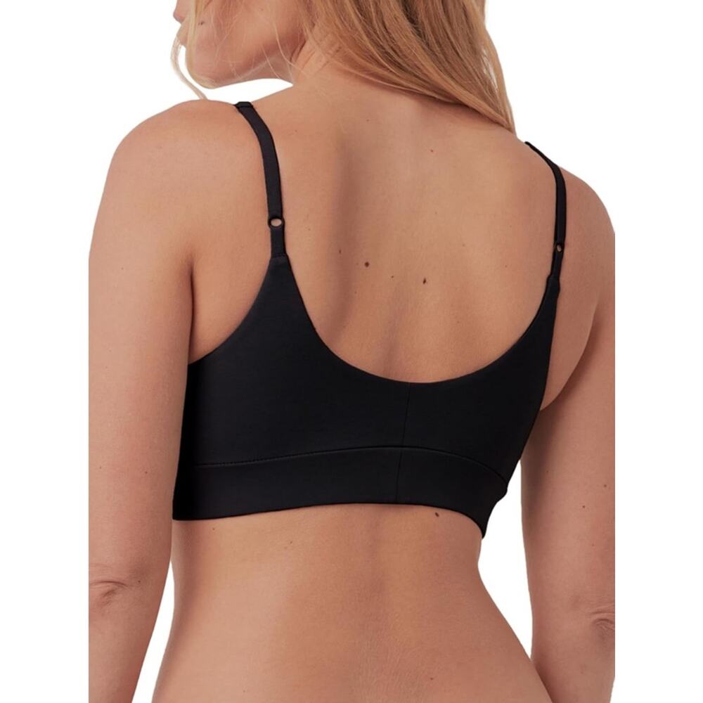 NWT Pact Sz M Black Organic Cotton Pretty Plunge Lace Trim Wireless Bralette - Picture 2 of 9